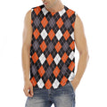 Halloween Argyle Pattern Print Men's Fitness Tank Top
