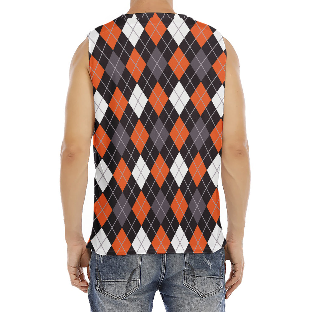Halloween Argyle Pattern Print Men's Fitness Tank Top