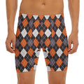 Halloween Argyle Pattern Print Men's Long Boxer Briefs