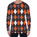 Halloween Argyle Pattern Print Men's Long Sleeve T-Shirt
