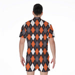 Halloween Argyle Pattern Print Men's Rompers
