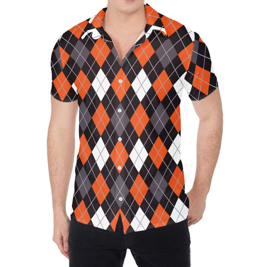 Halloween Argyle Pattern Print Men's Shirt