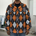Halloween Argyle Pattern Print Men's Shirt Jacket
