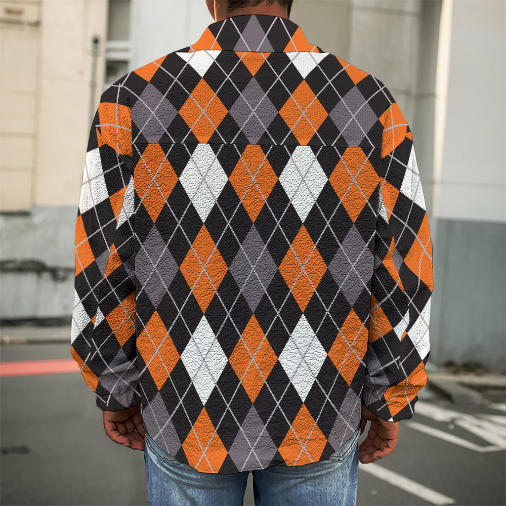 Halloween Argyle Pattern Print Men's Shirt Jacket