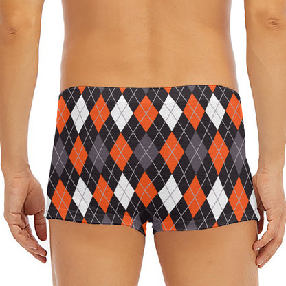 Halloween Argyle Pattern Print Men's Short Boxer Briefs
