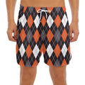 Halloween Argyle Pattern Print Men's Split Running Shorts