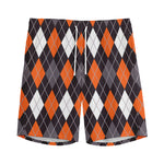 Halloween Argyle Pattern Print Men's Sports Shorts
