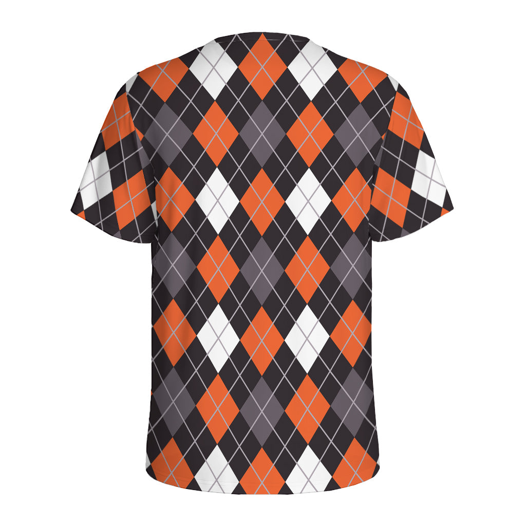 Halloween Argyle Pattern Print Men's Sports T-Shirt