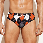 Halloween Argyle Pattern Print Men's Swim Briefs