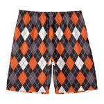 Halloween Argyle Pattern Print Men's Swim Trunks
