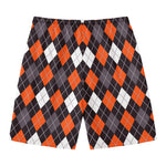Halloween Argyle Pattern Print Men's Swim Trunks