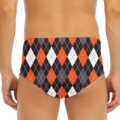 Halloween Argyle Pattern Print Men's Triangle Swim Briefs