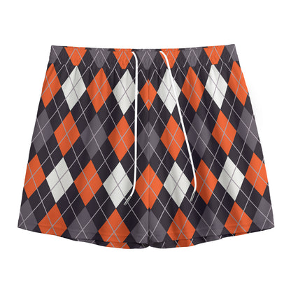 Halloween Argyle Pattern Print Mesh Shorts