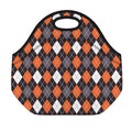 Halloween Argyle Pattern Print Neoprene Lunch Bag