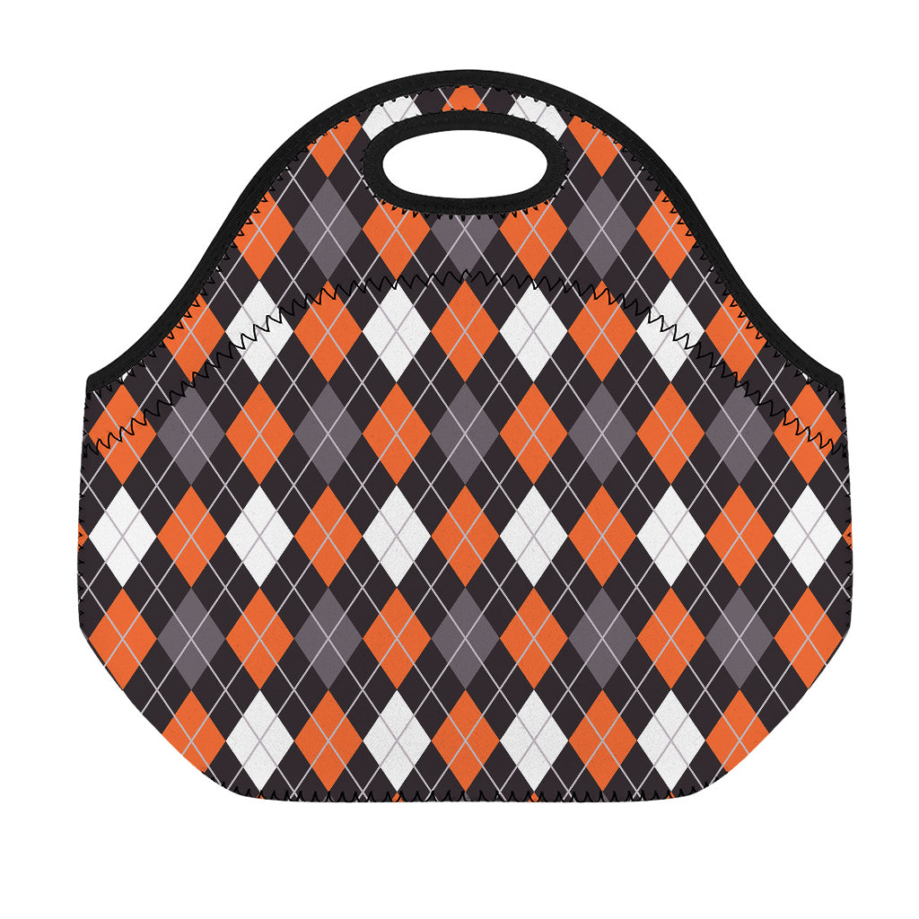 Halloween Argyle Pattern Print Neoprene Lunch Bag