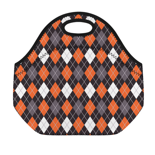 Halloween Argyle Pattern Print Neoprene Lunch Bag