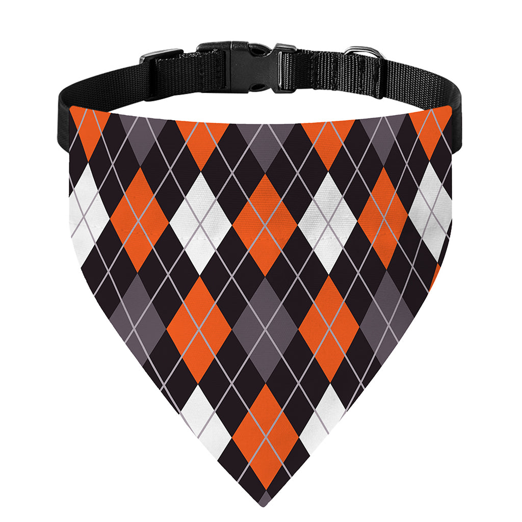 Halloween Argyle Pattern Print Over The Collar Dog Bandana