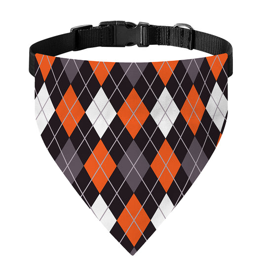 Halloween Argyle Pattern Print Over The Collar Dog Bandana
