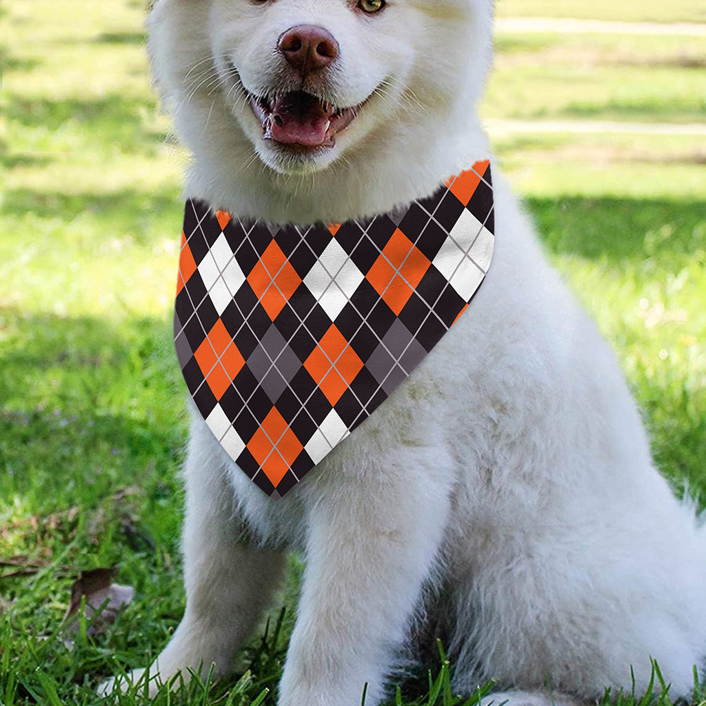 Halloween Argyle Pattern Print Over The Collar Dog Bandana