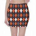 Halloween Argyle Pattern Print Pencil Mini Skirt