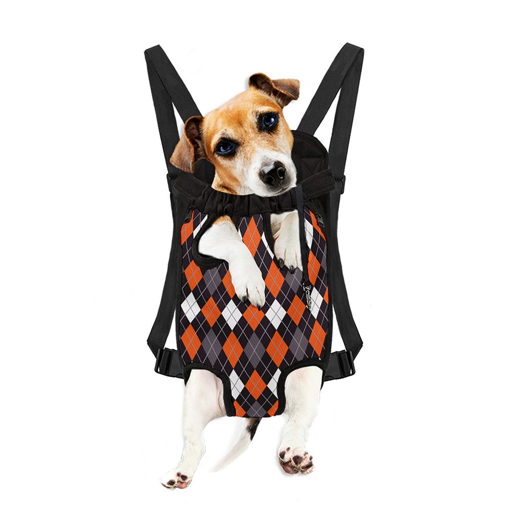 Halloween Argyle Pattern Print Pet Carrier Backpack