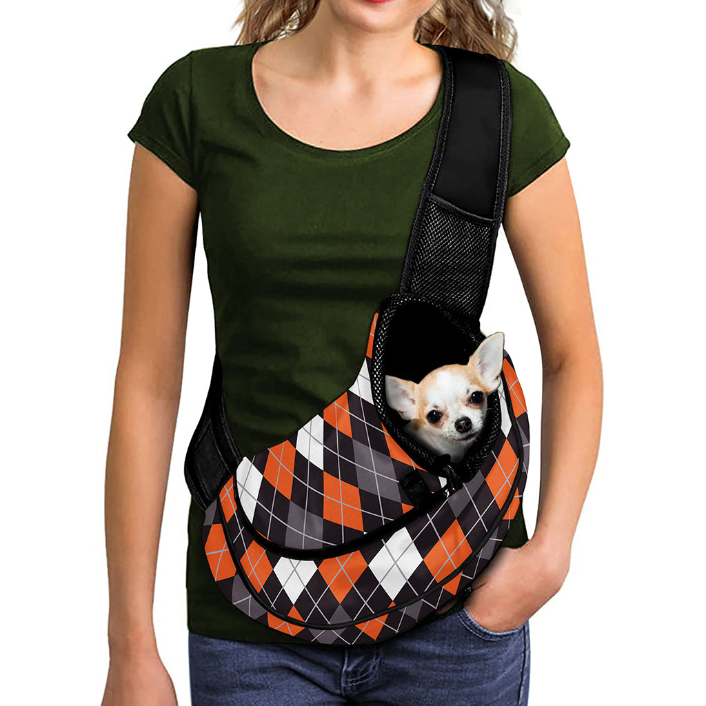 Halloween Argyle Pattern Print Pet Sling Carrier