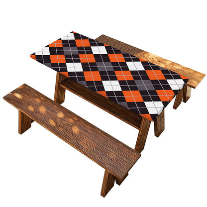 Halloween Argyle Pattern Print Picnic Table Cover