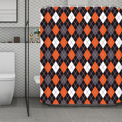 Halloween Argyle Pattern Print Polyester Shower Curtain