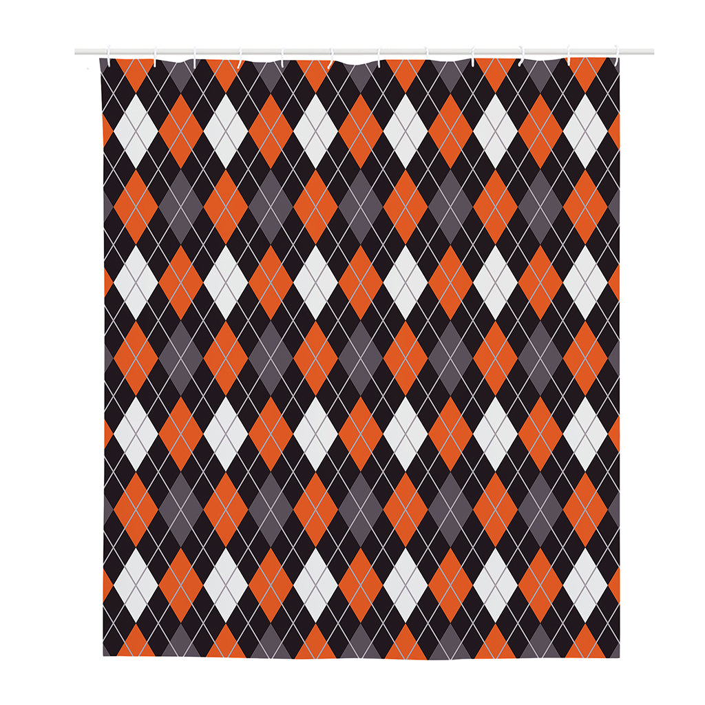 Halloween Argyle Pattern Print Polyester Shower Curtain