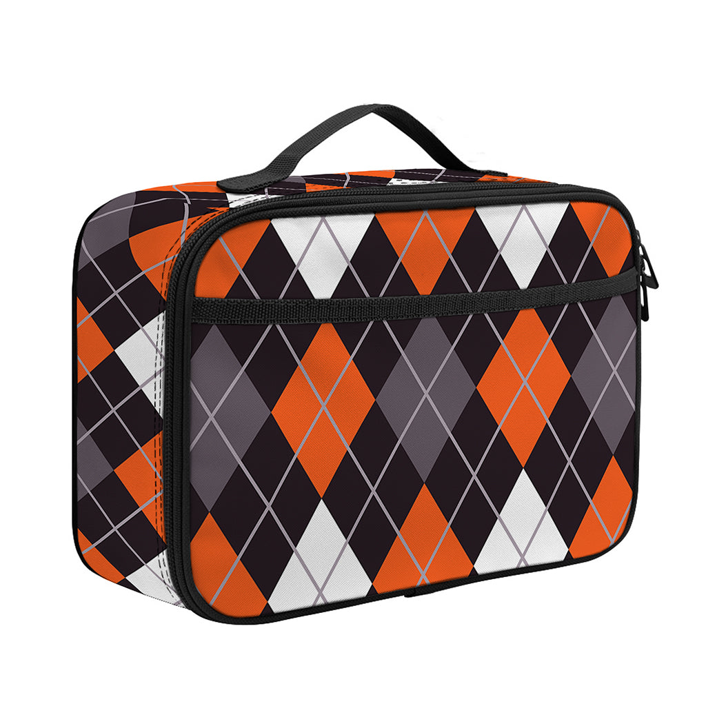 Halloween Argyle Pattern Print Portable Lunch Bag