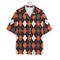 Halloween Argyle Pattern Print Rayon Hawaiian Shirt