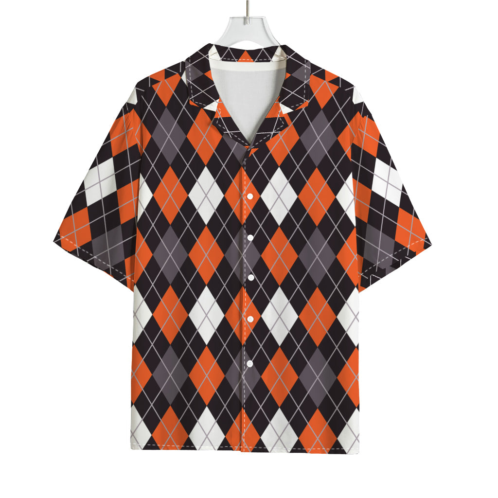 Halloween Argyle Pattern Print Rayon Hawaiian Shirt
