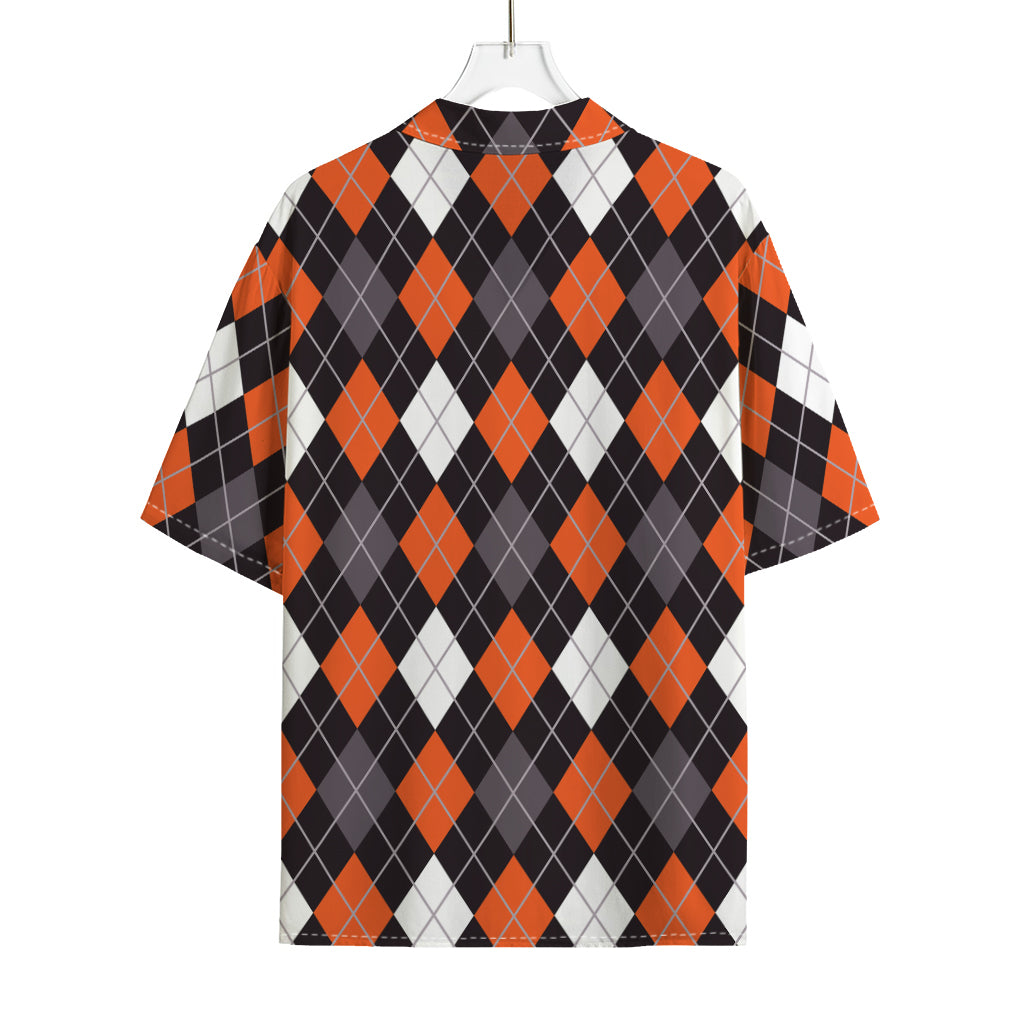 Halloween Argyle Pattern Print Rayon Hawaiian Shirt