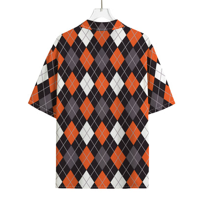 Halloween Argyle Pattern Print Rayon Hawaiian Shirt