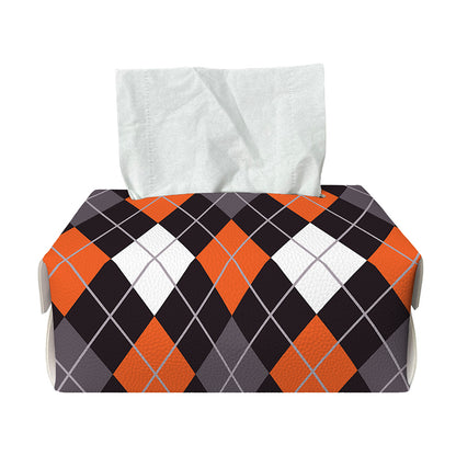 Halloween Argyle Pattern Print Rectangle Tissue Box Cover