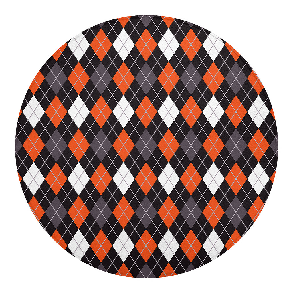 Halloween Argyle Pattern Print Round Blanket