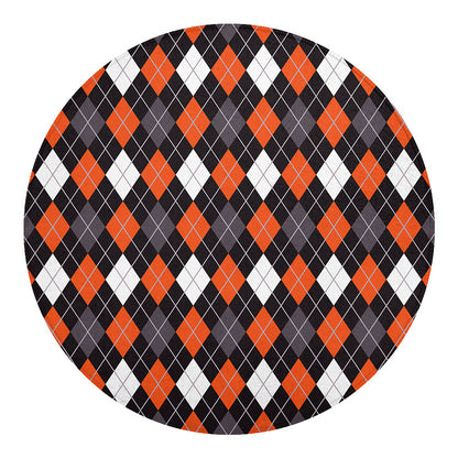 Halloween Argyle Pattern Print Round Blanket