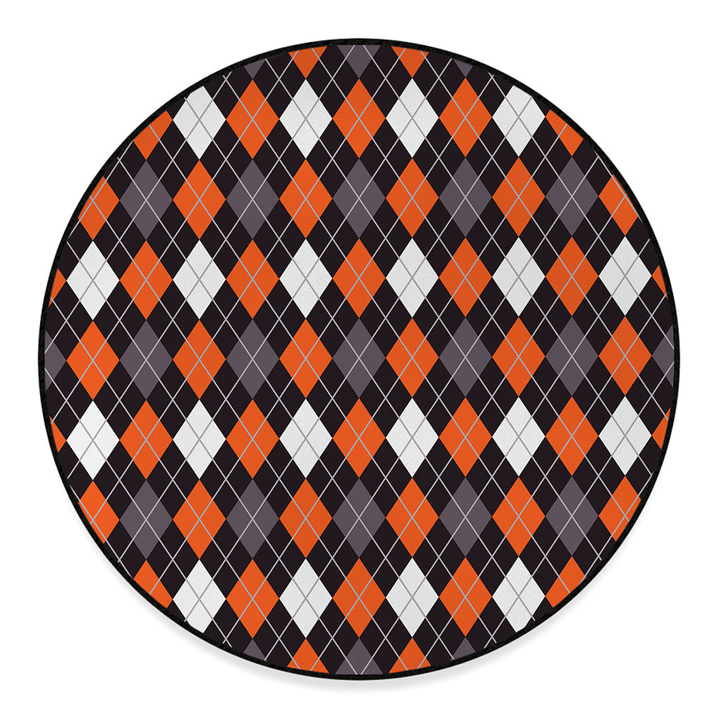Halloween Argyle Pattern Print Round Floor Mat