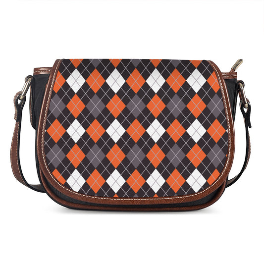 Halloween Argyle Pattern Print Saddle Bag