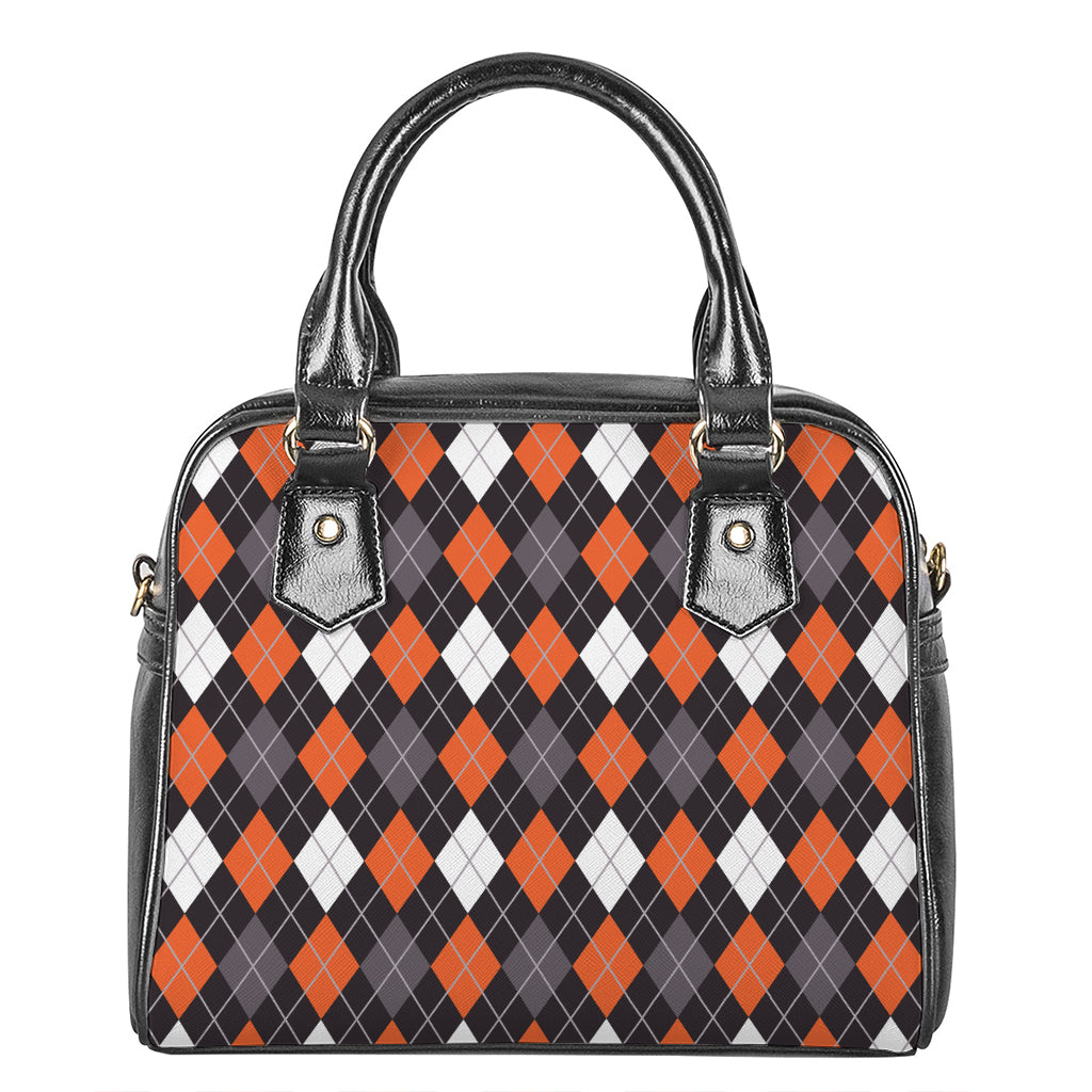 Halloween Argyle Pattern Print Shoulder Handbag