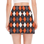 Halloween Argyle Pattern Print Side Slit Mini Skirt