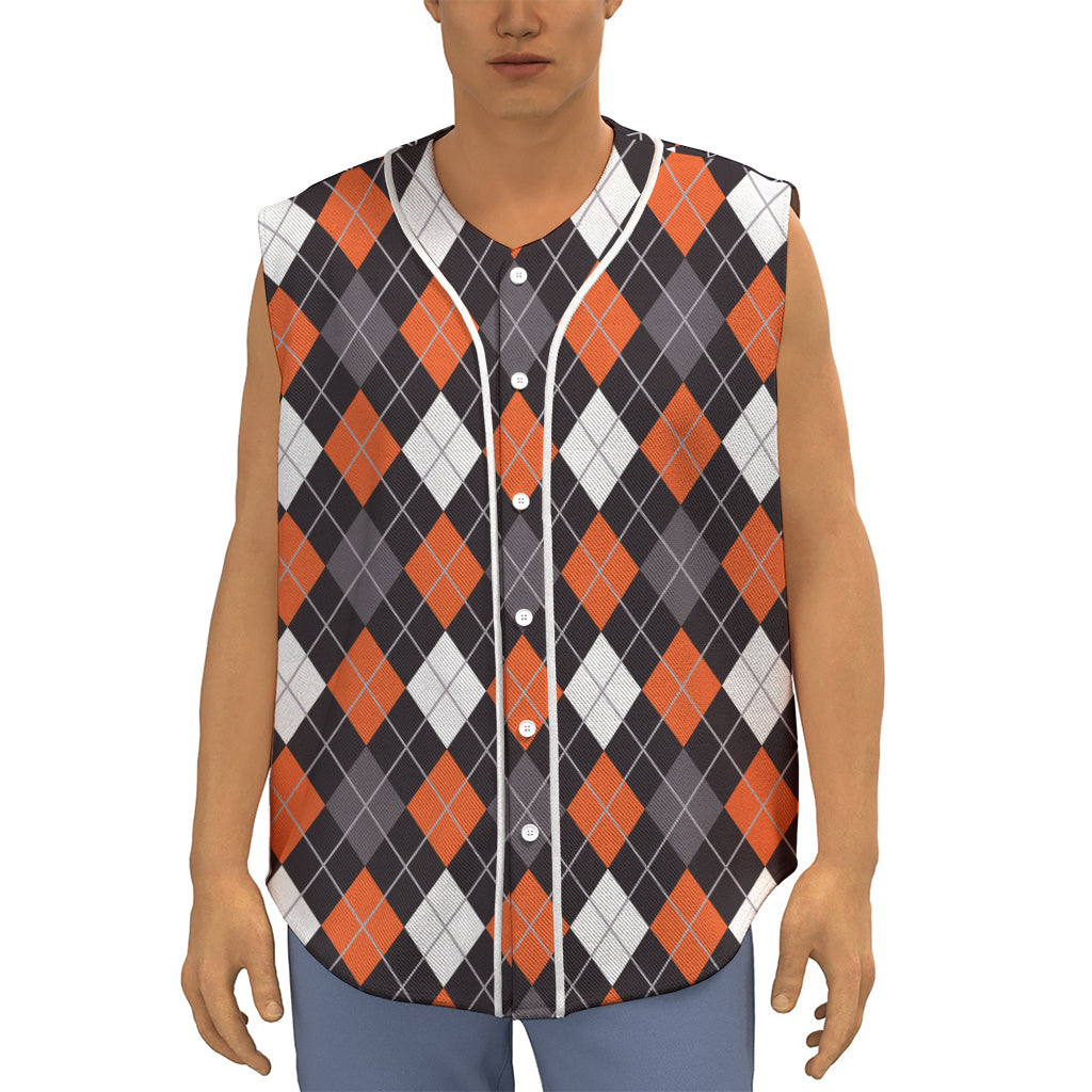 Halloween Argyle Pattern Print Sleeveless Baseball Jersey