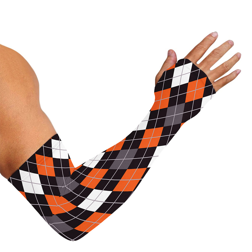 Halloween Argyle Pattern Print Sun Protection Arm Sleeves