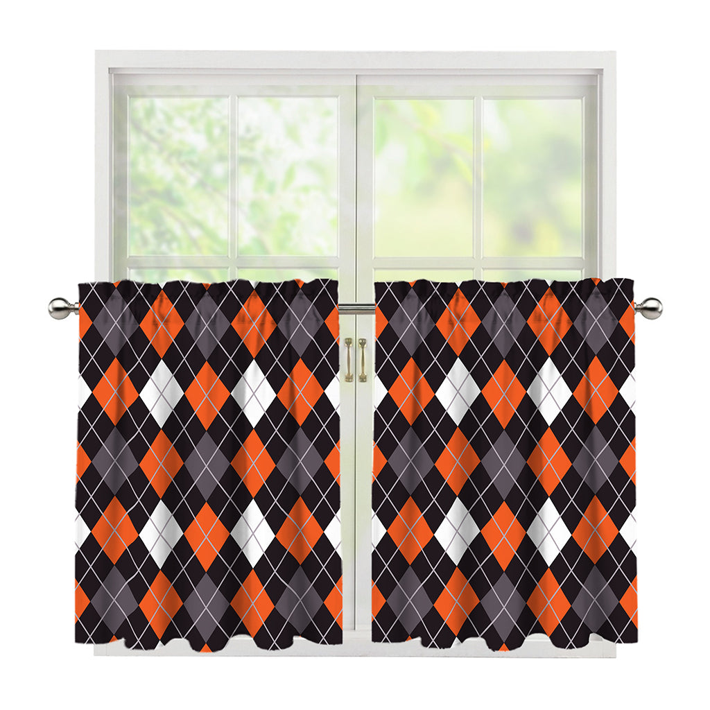 Halloween Argyle Pattern Print Tier Curtains