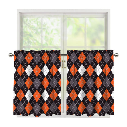 Halloween Argyle Pattern Print Tier Curtains