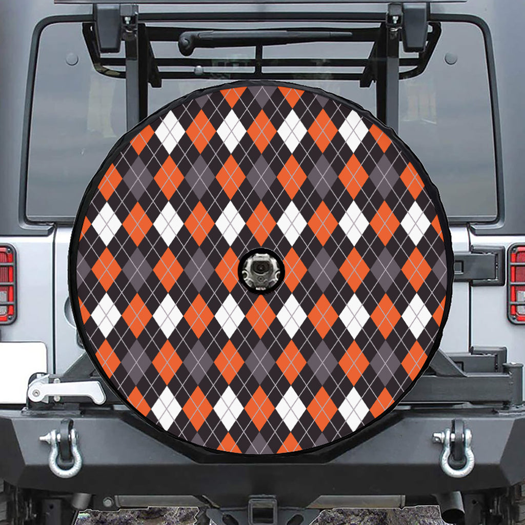Halloween Argyle Pattern Print Tire Cover With Camera Hole