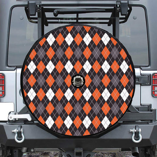 Halloween Argyle Pattern Print Tire Cover With Camera Hole