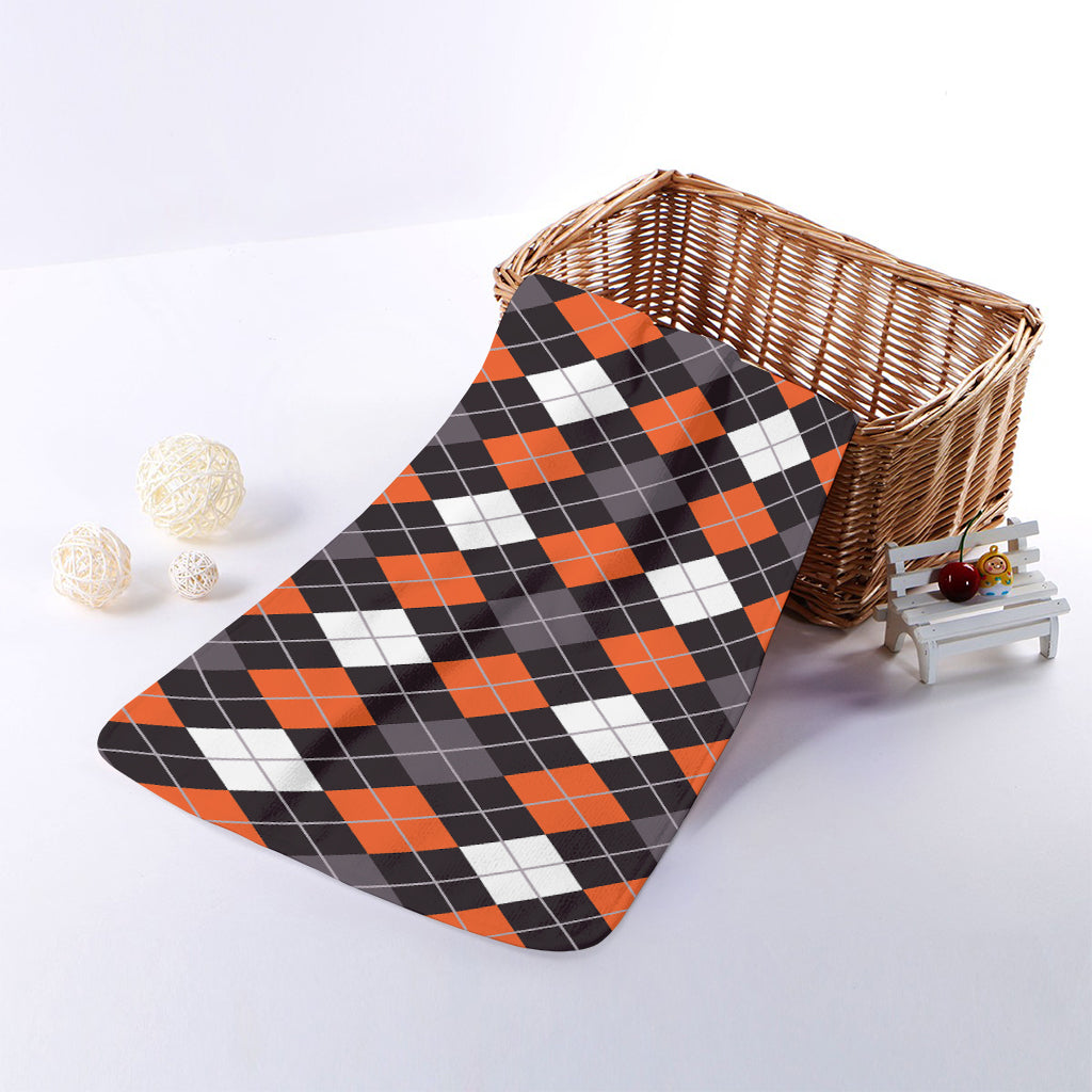 Halloween Argyle Pattern Print Towel