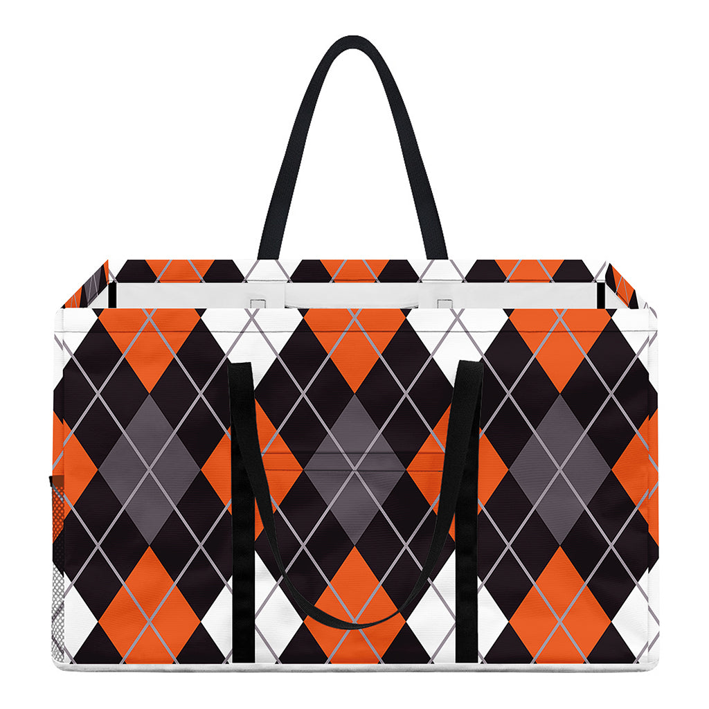 Halloween Argyle Pattern Print Utility Tote Bag