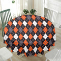 Halloween Argyle Pattern Print Waterproof Round Tablecloth